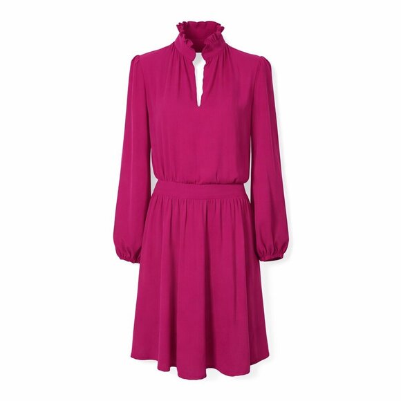 London Times Dresses & Skirts - NWT London Times Fuchsia Mock-Neck Tiered Dress Size 16 Romantic Flirty Chic